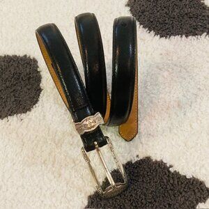 Brighton Womens Size Medium Large 32 Vintage Skinny Black Silver Leather Belt